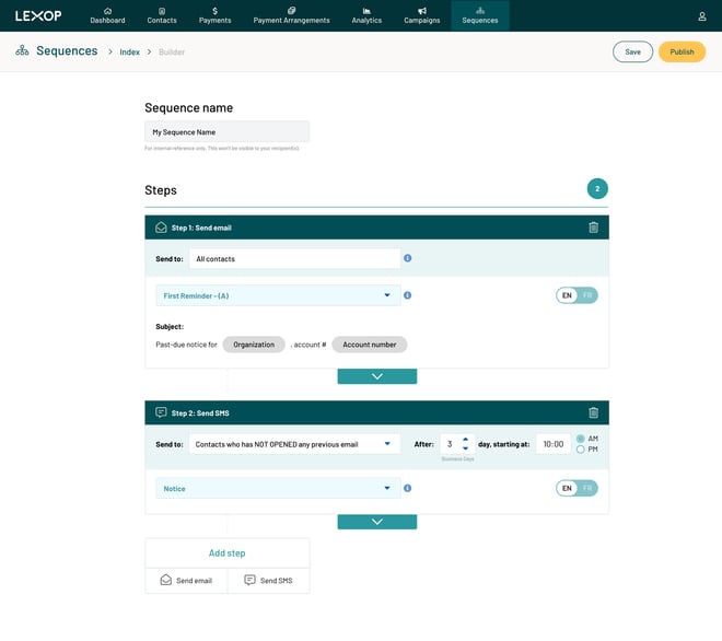 Lexop's Sequence feature for automated reminders